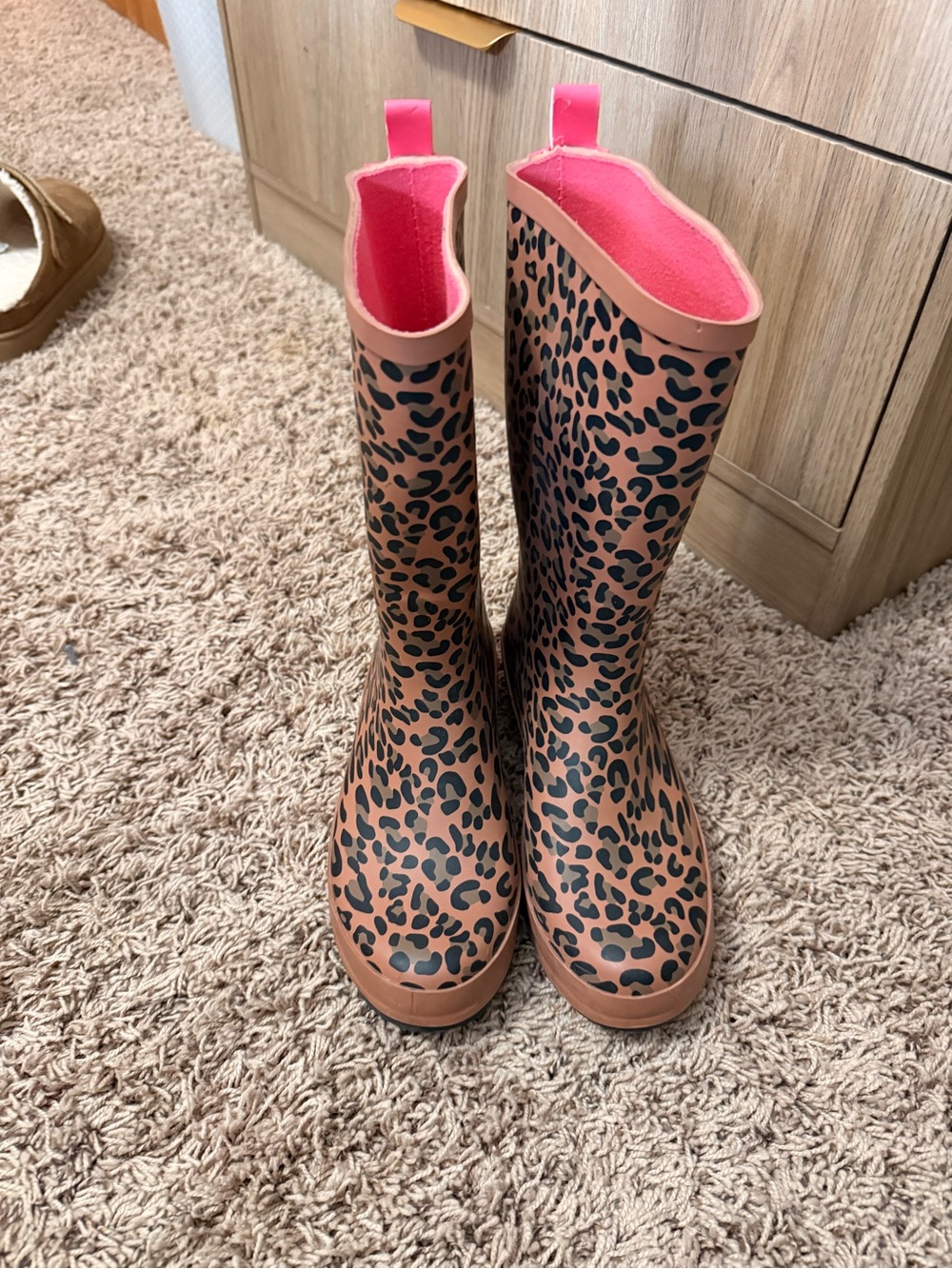 🩷Leopard Print Pink Cat & Jack Girls’s Rain Boots👢